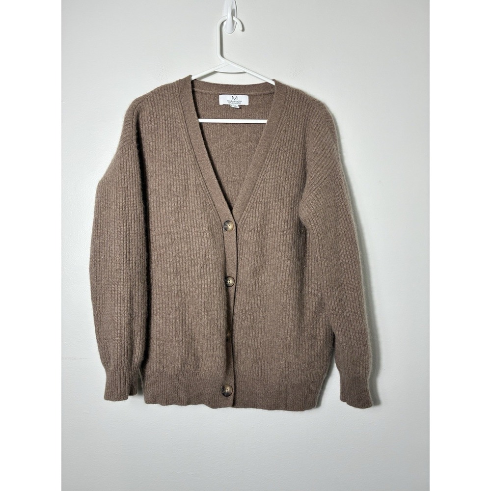 magaschoni 100% cashmere Button Front Cardigan Sz L Brown Soft Quite Luxury
